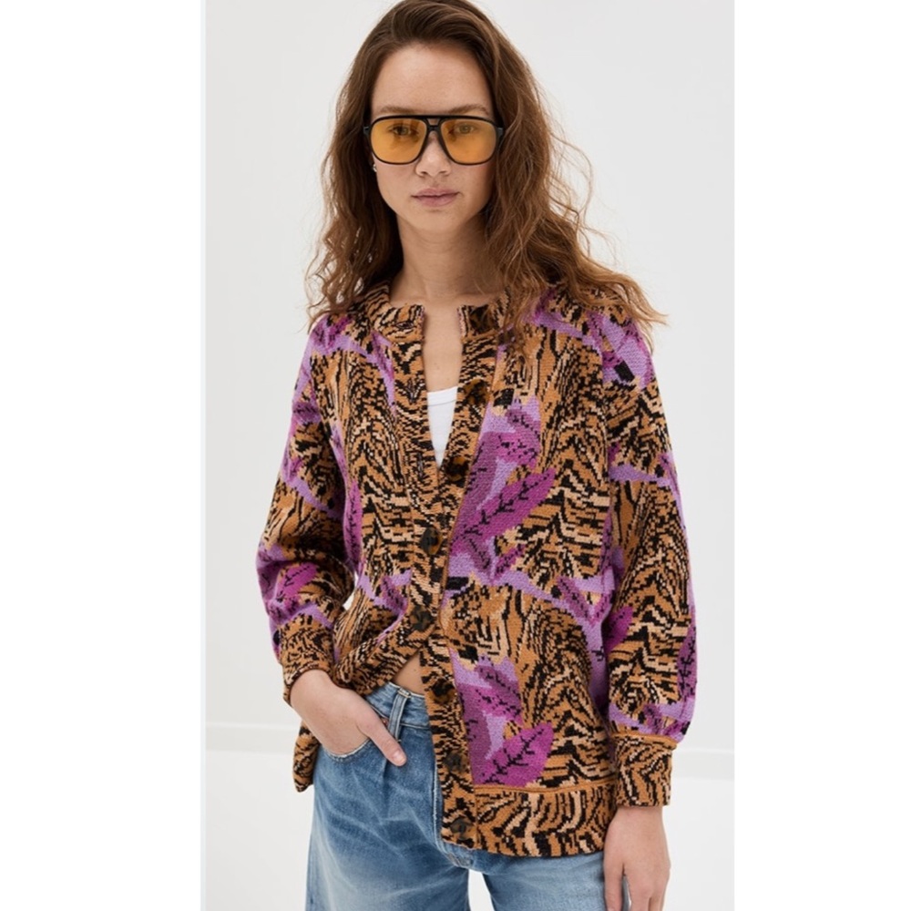 NWOT Farm Rio Tiger Leaves Knit Cardigan - Picture 1 of 3